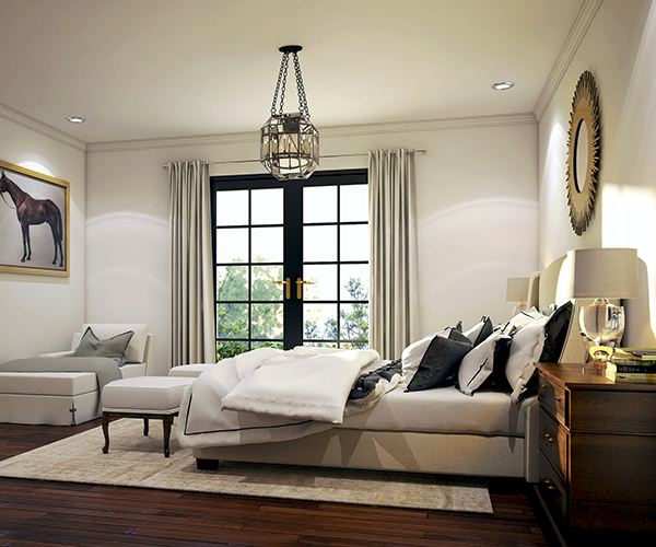 Classical visualization of the main bedroom with a classical and elegant, look and feel 